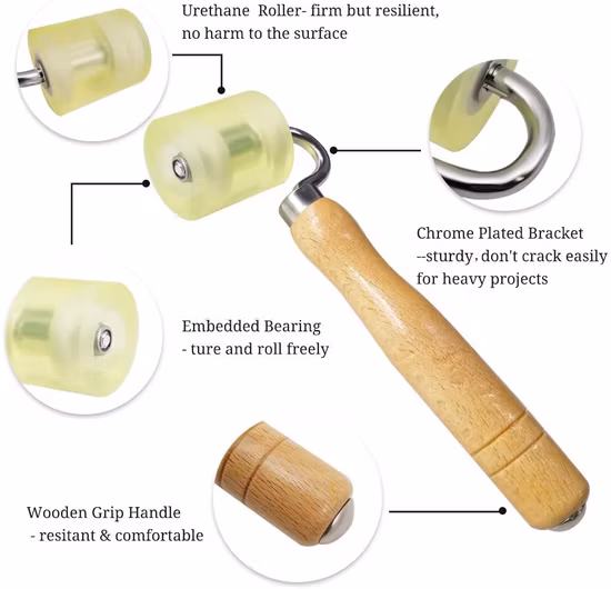 Strumento per lisciare la carta da parati con rullo per cucitura per carta da parati adesiva in vinile, 8 pezzi/pacco